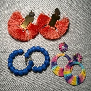 Vibrant Multicolor and Blue Women's Earrings Set
